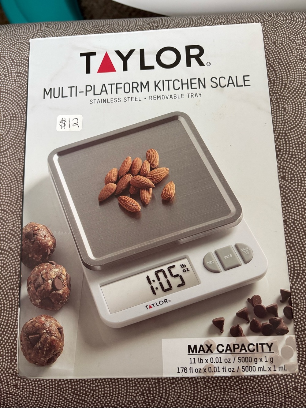 Taylor White Digital Kitchen Scale with Stainless Steel Tray
